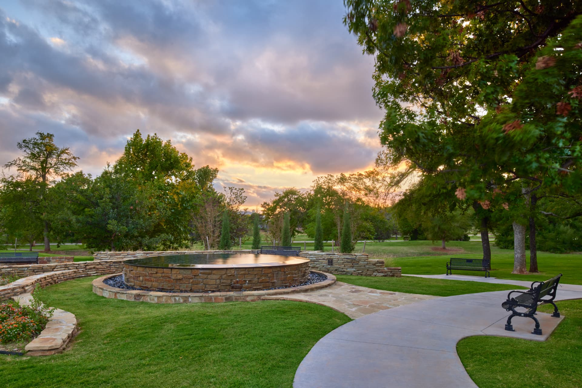 Love Family Fountain at sunset