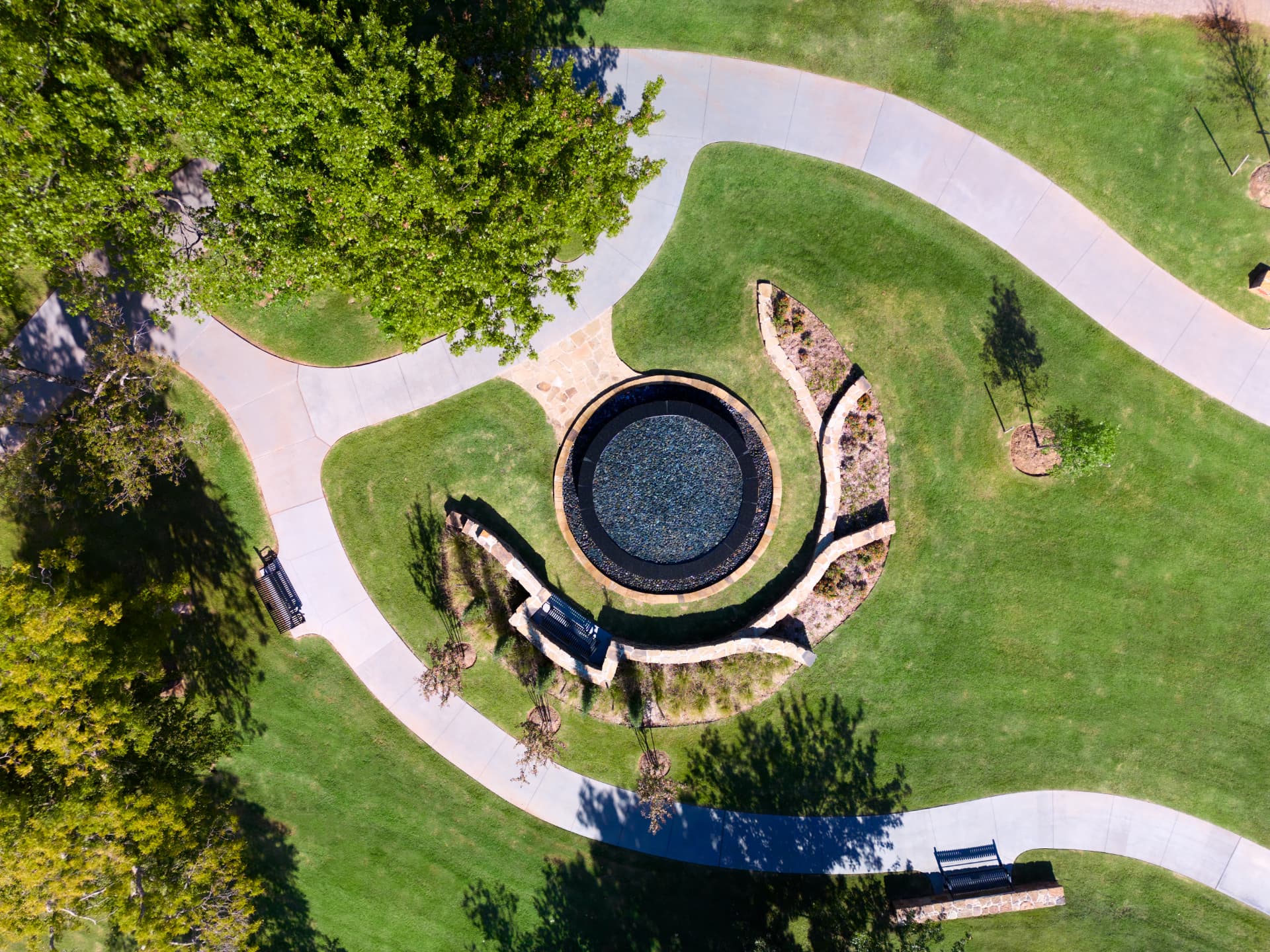 Aerial view of the Love Family Fountain